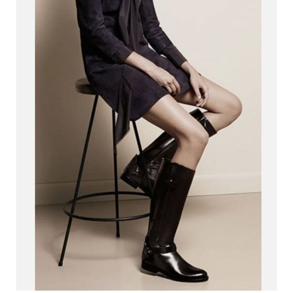 TORY BURCH Black Derby Tall Leather Riding Boots Womens 6 US - Picture 13 of 13